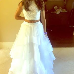 Never been worn. White two piece formal dress